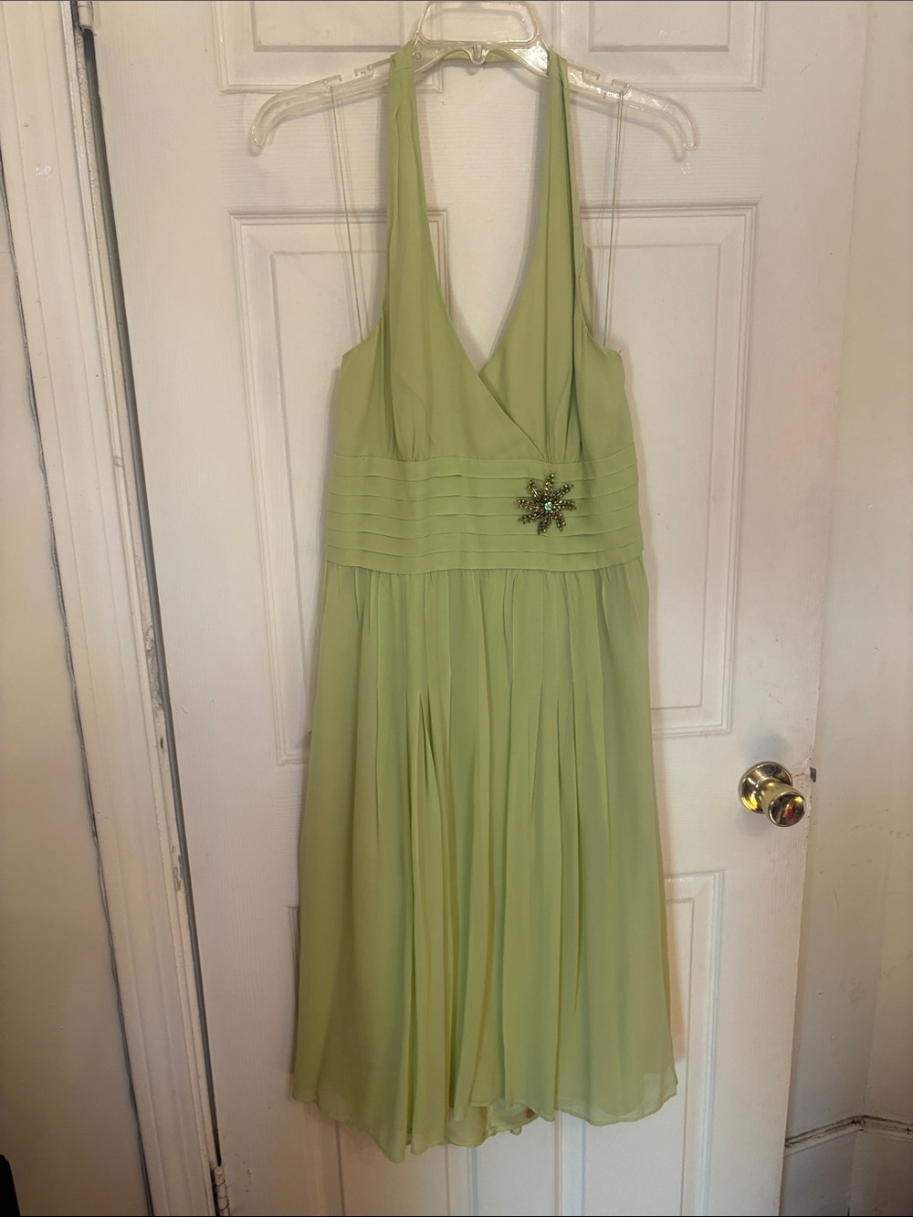 Maggy London Halter Midi Dress in Lime